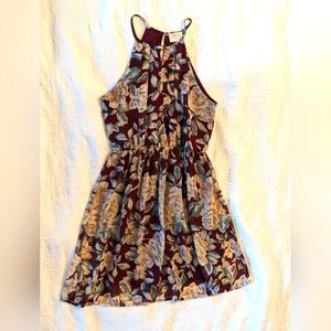 Floral, halter, fit and flare dress